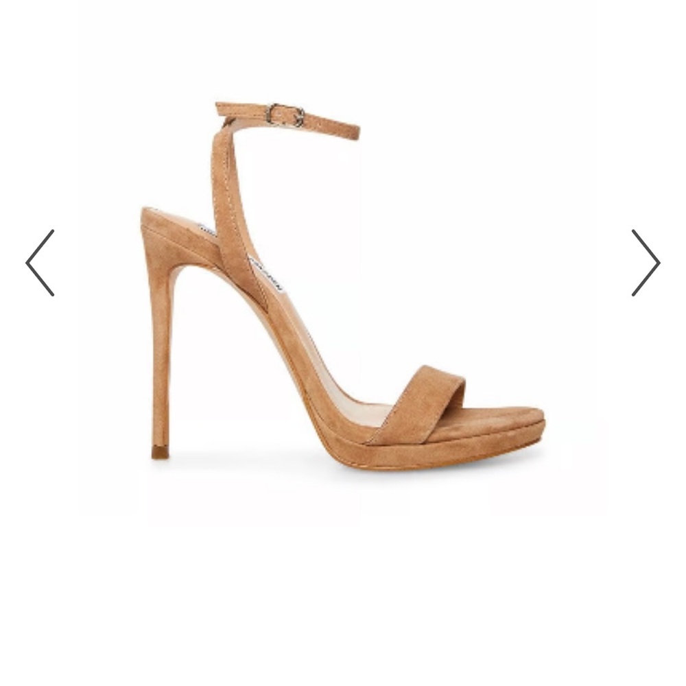 Steve Madden wafer camel 4in sandal heals adjustable ankle  strap size 8.5